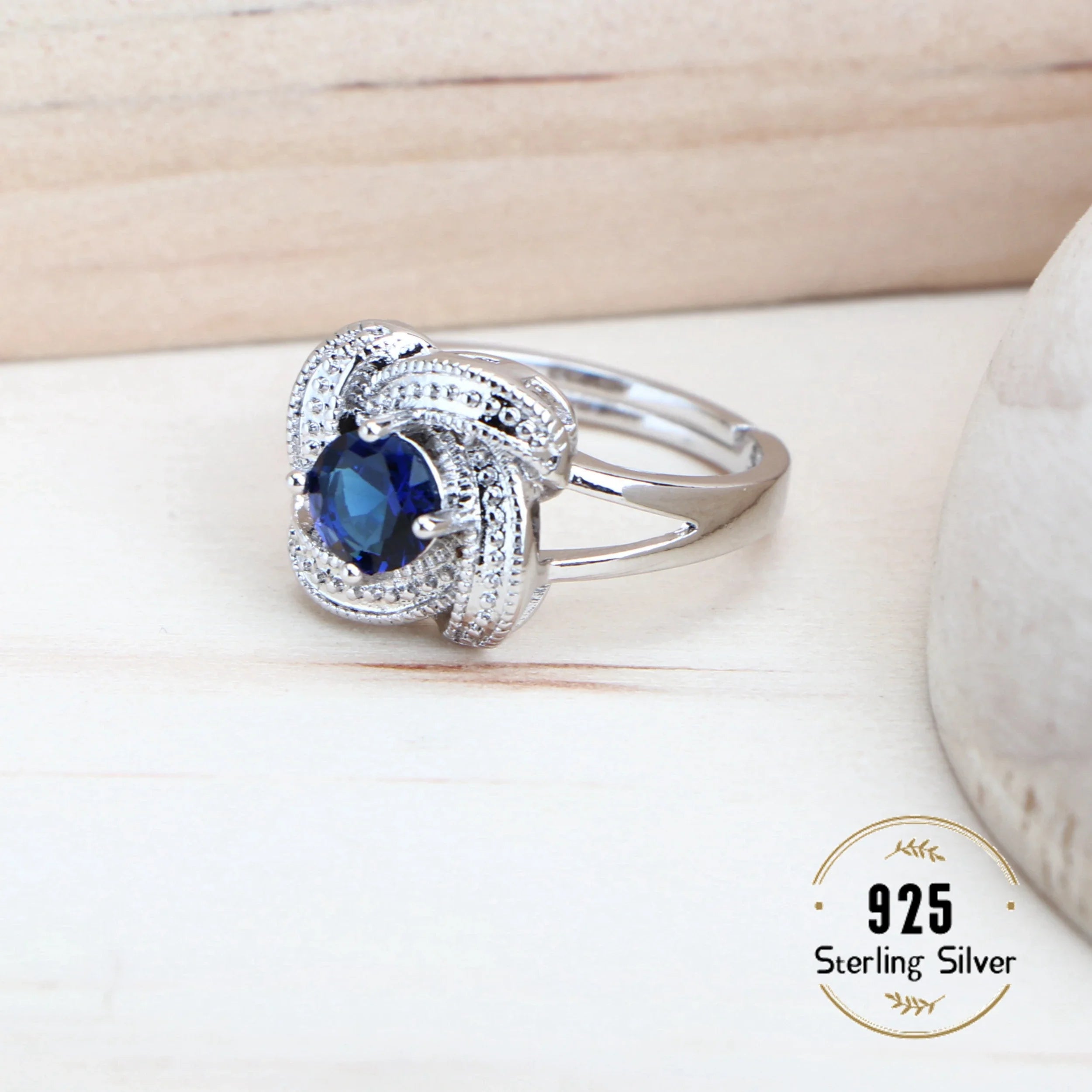 Blue Stone Bridal Ring in 925 Sterling Silver | Heart Crafted Gifts