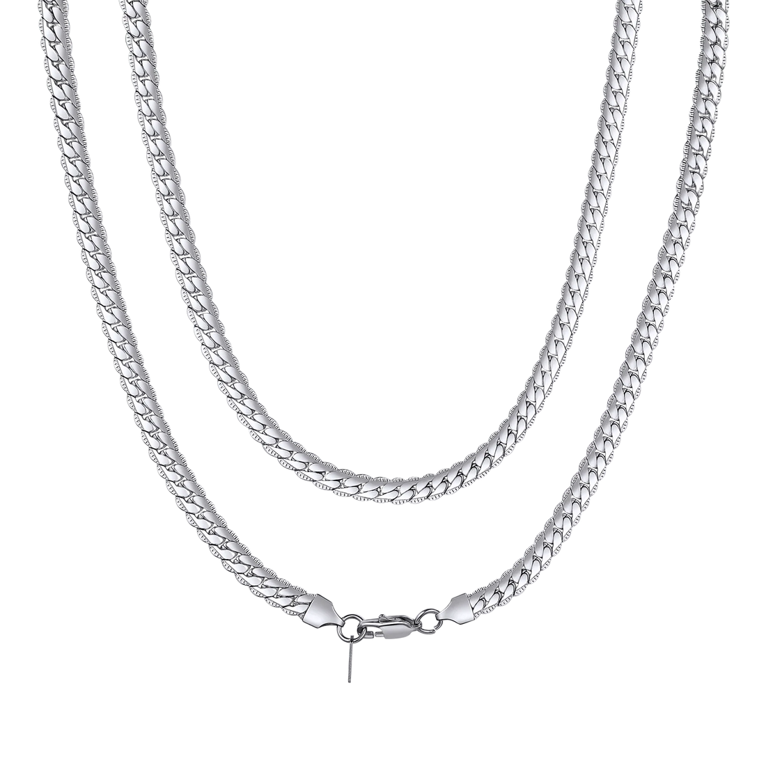 Stainless Steel Flat Chunky Snake Cuban Chain Necklaces in Gold, Black & Silver