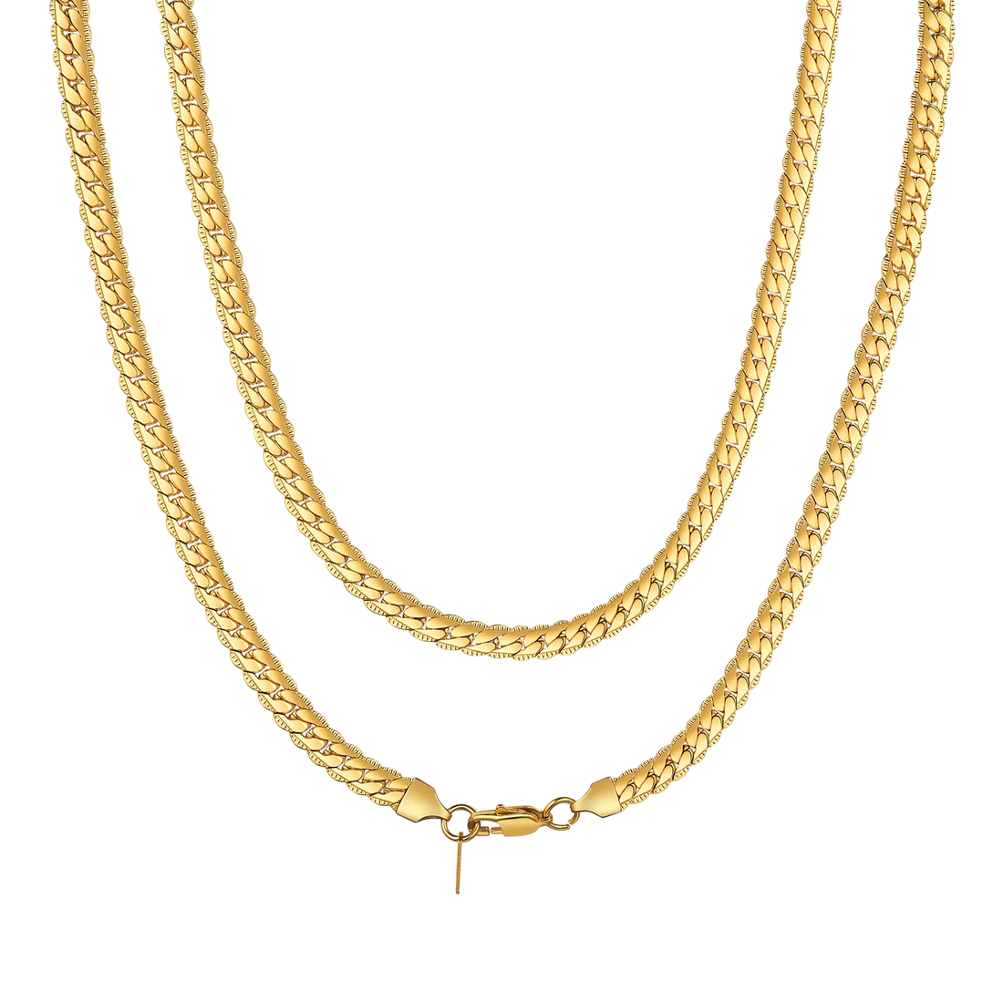 Stainless Steel Flat Chunky Snake Cuban Chain Necklaces in Gold, Black & Silver