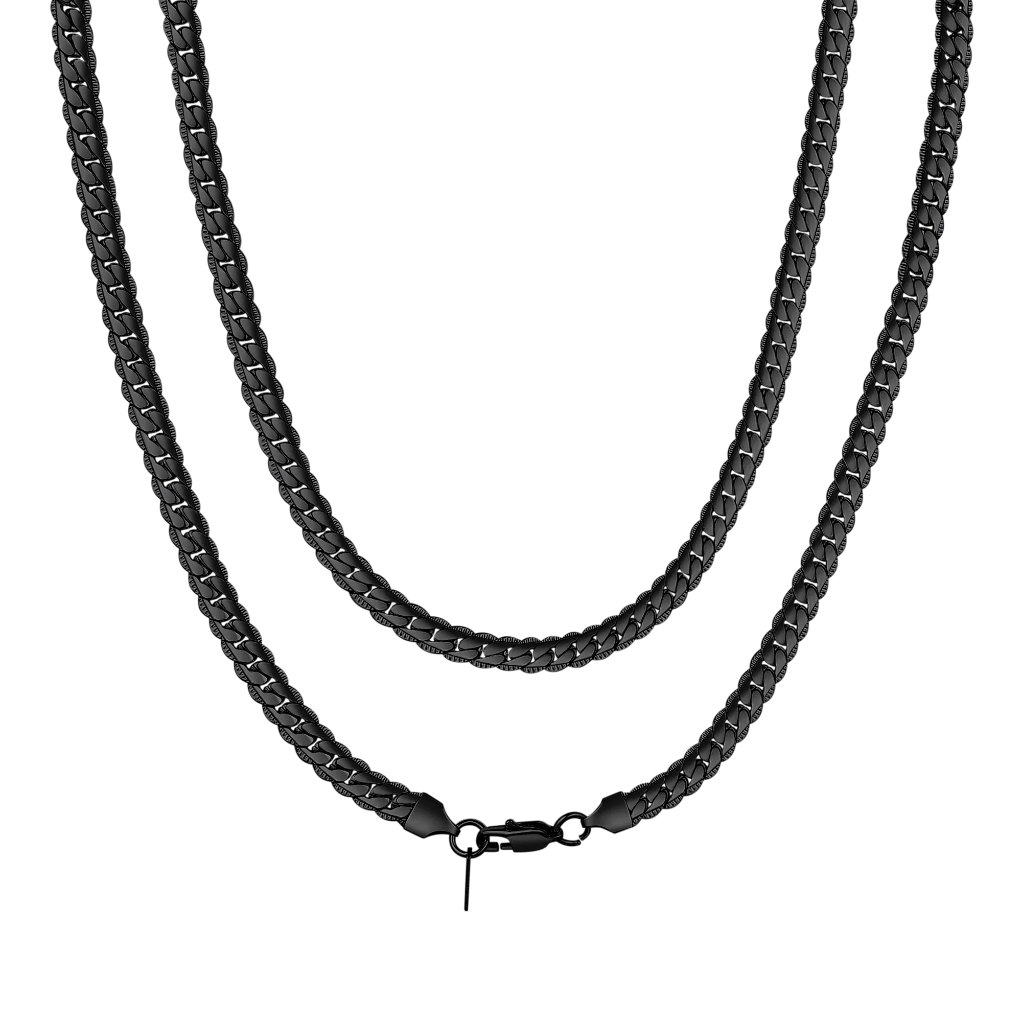 Stainless Steel Flat Chunky Snake Cuban Chain Necklaces in Gold, Black & Silver