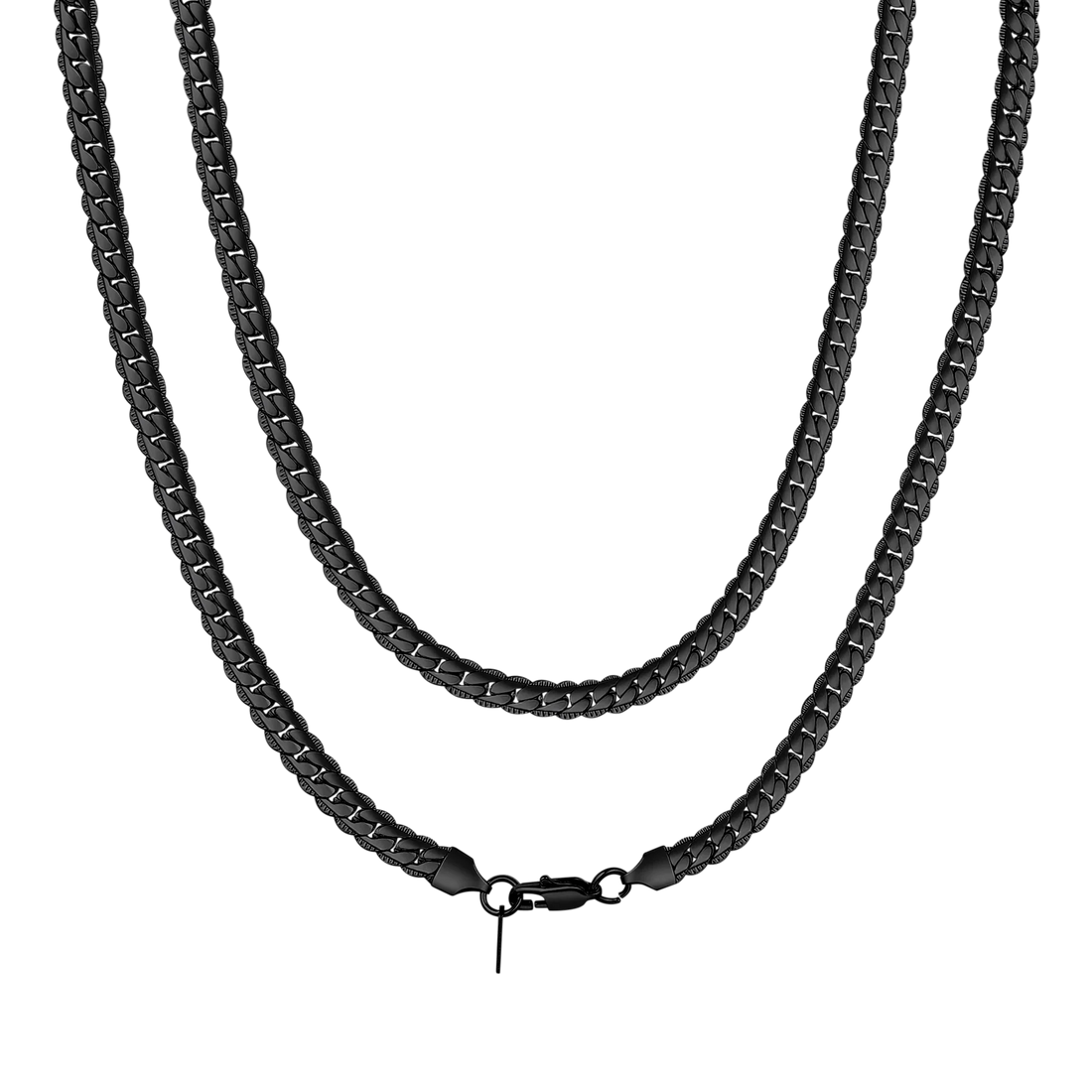 Stainless Steel Flat Chunky Snake Cuban Chain Necklaces in Gold, Black & Silver