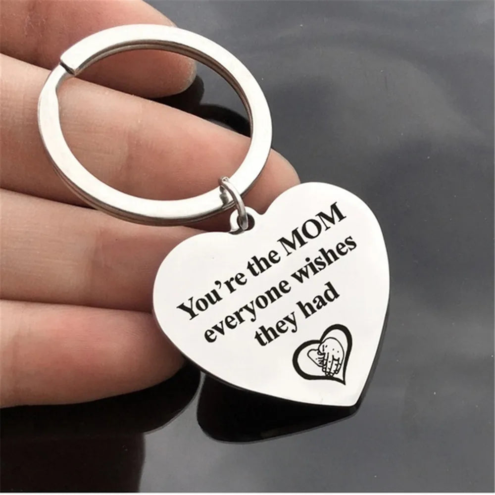 Stainless Steel Keychain with Heartfelt Message for Mom