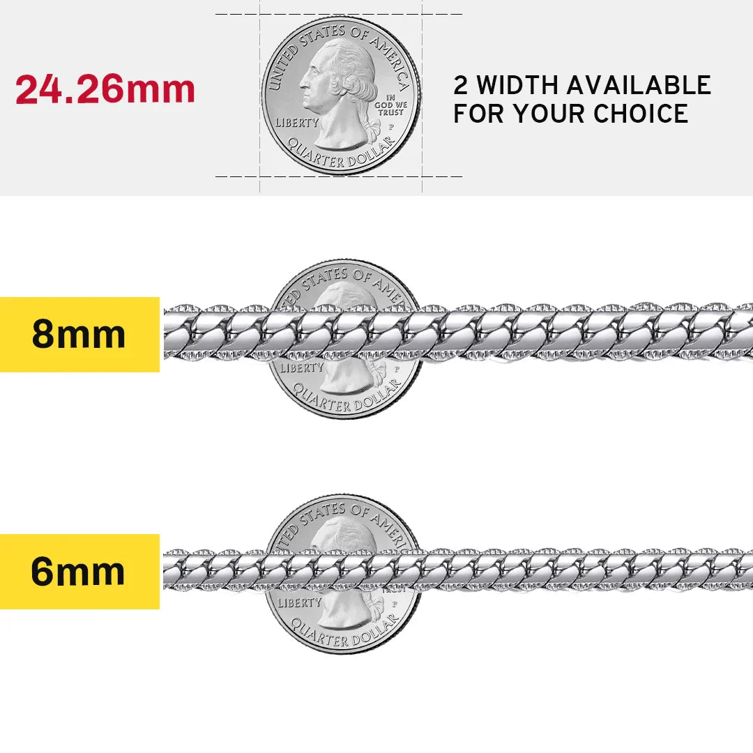 Stainless Steel Flat Chunky Snake Cuban Chain Necklaces in Gold, Black & Silver