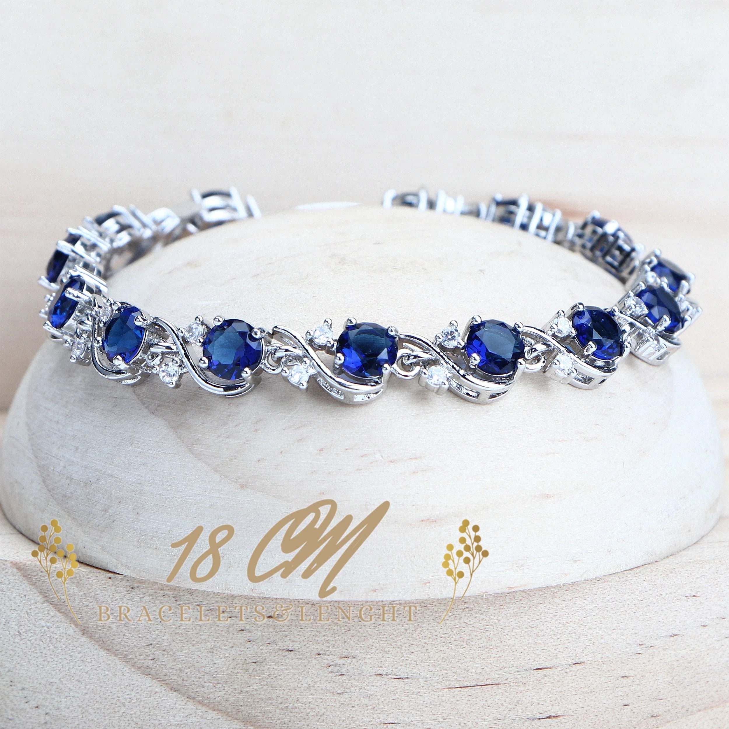 Blue Stone Bridal bracelet in 925 Sterling Silver | Heart Crafted Gifts
