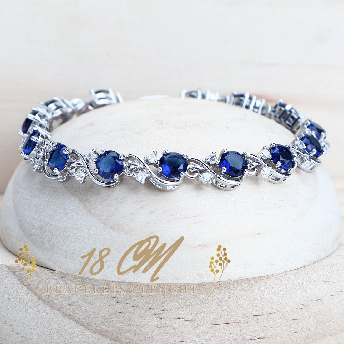 Blue Stone Bridal bracelet in 925 Sterling Silver | Heart Crafted Gifts