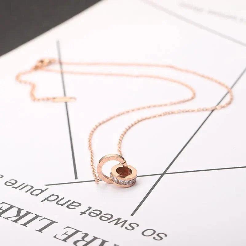 Classic Roman Numerals Pendant Necklace - Luxury Titanium