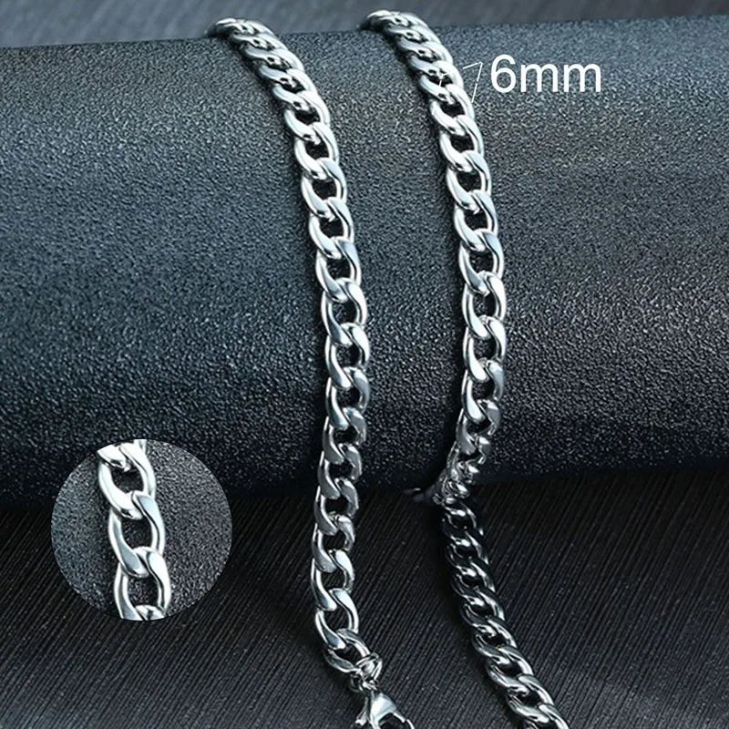 Cuban Link Chain Necklace in Stainless Steel, Black & Gold Color: Men & Women Jewelry