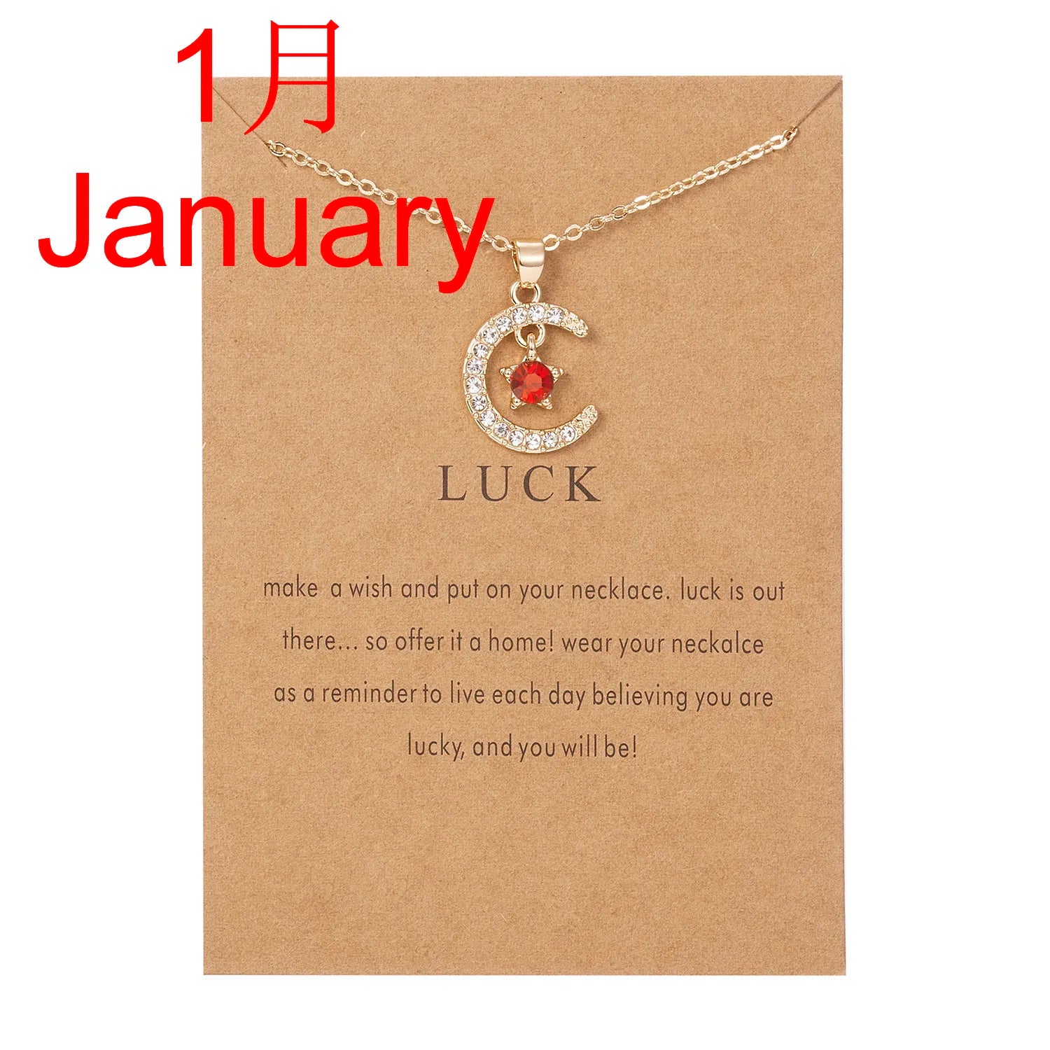 New Moon Star Crystal Birthstone Pendant Necklace For Women Choker