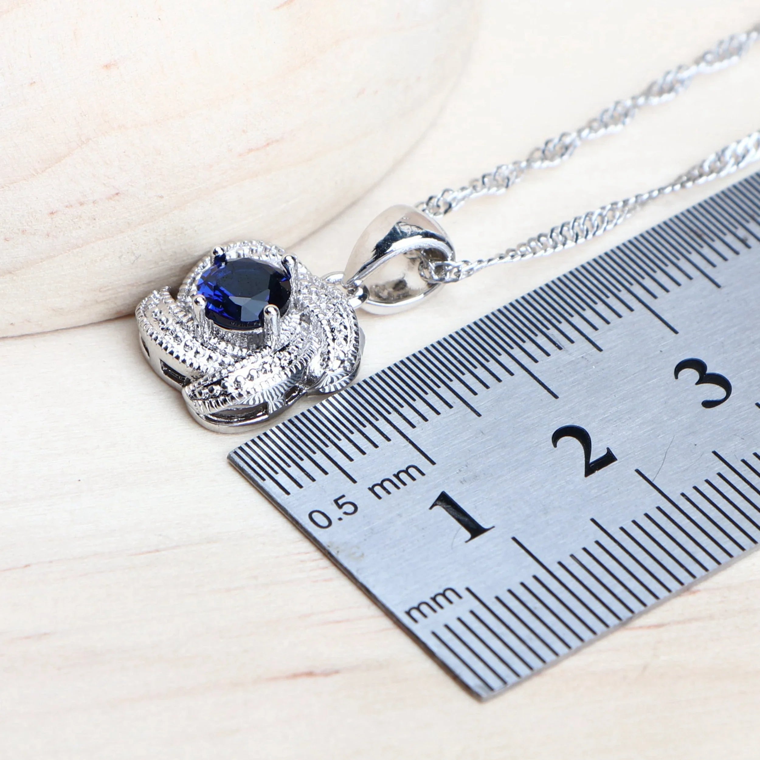Blue Stone Bridal Necklace in 925 Sterling Silver | Heart Crafted Gifts