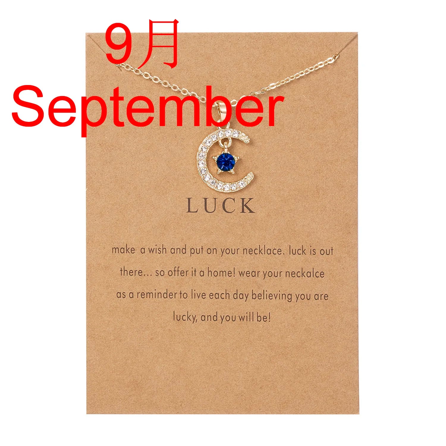 New Moon Star Crystal Birthstone Pendant Necklace For Women Choker