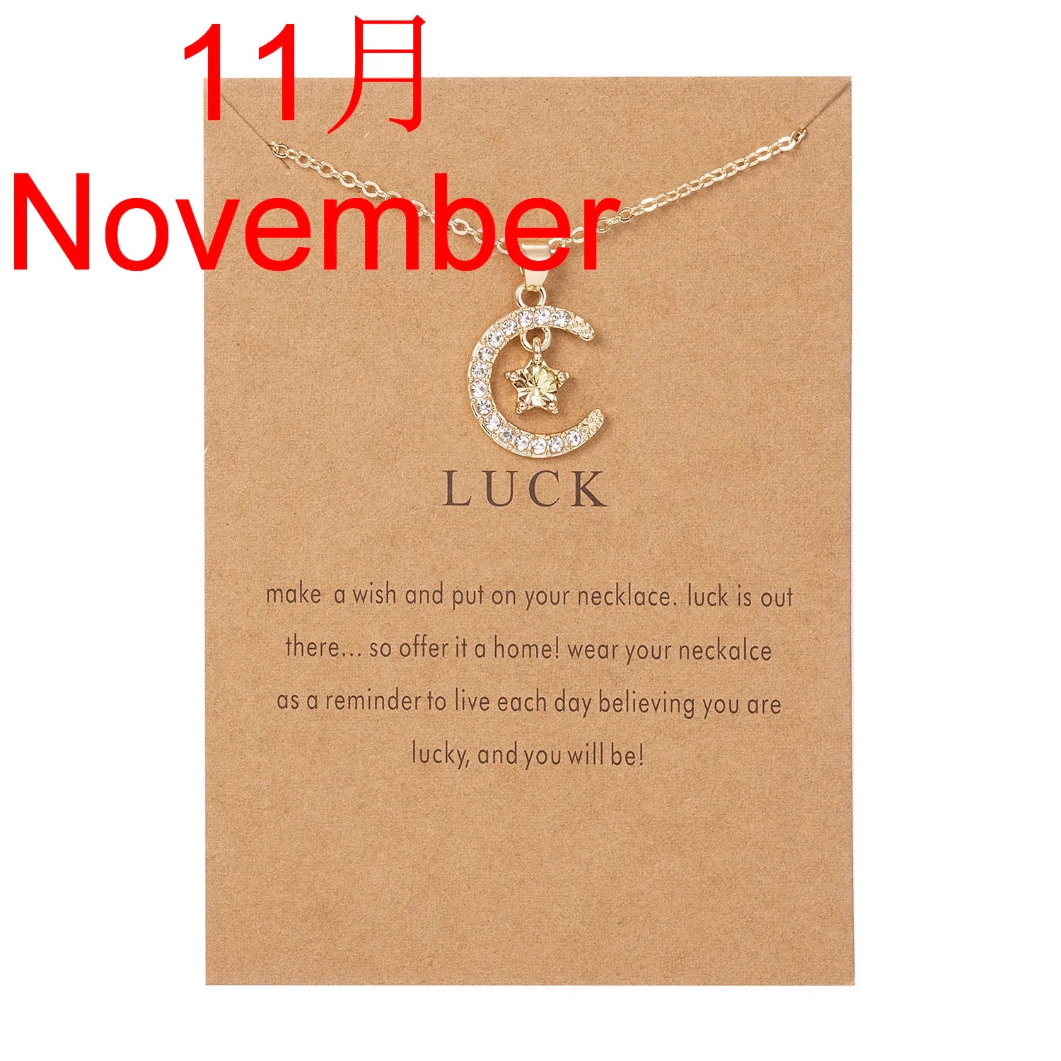 New Moon Star Crystal Birthstone Pendant Necklace For Women Choker