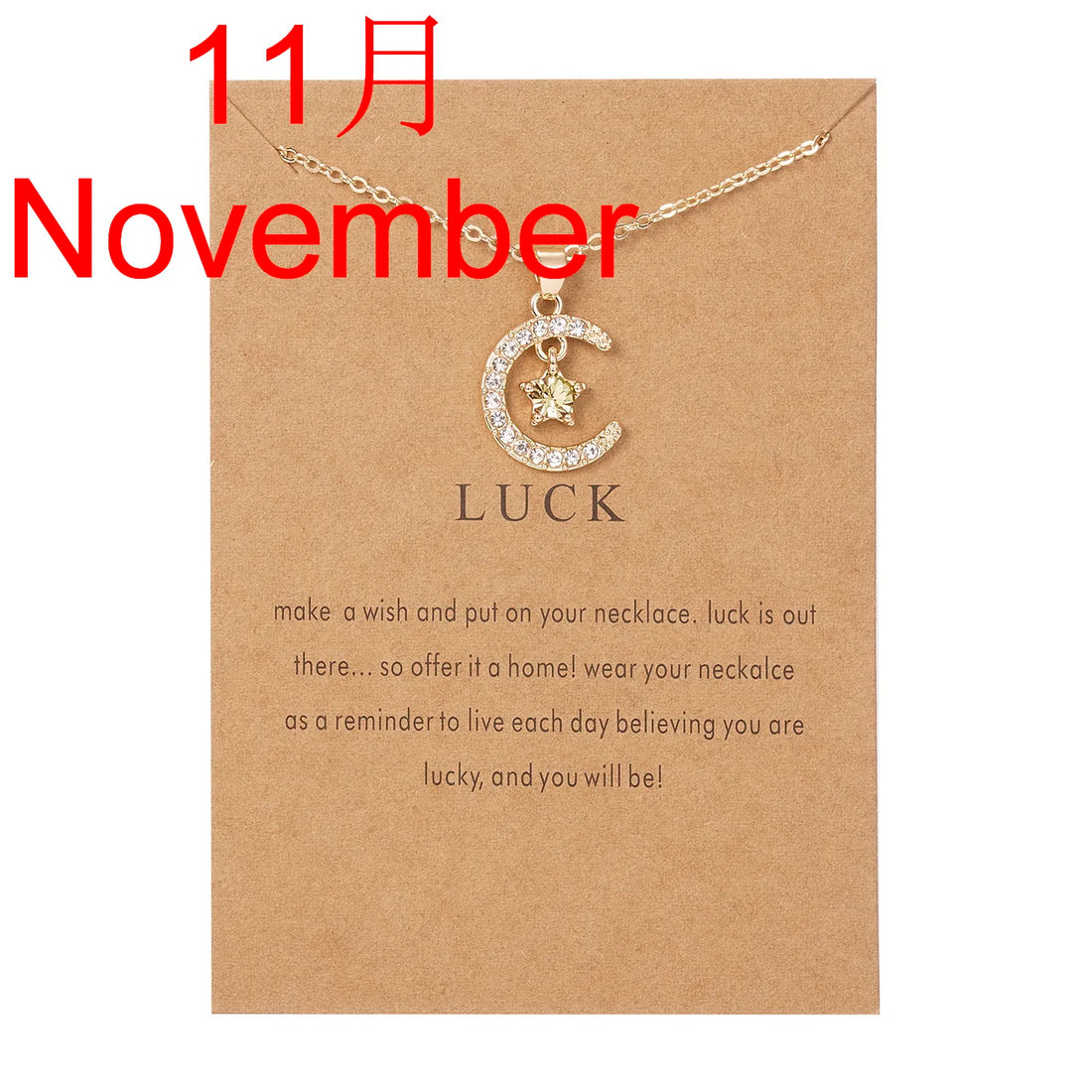 New Moon Star Crystal Birthstone Pendant Necklace For Women Choker