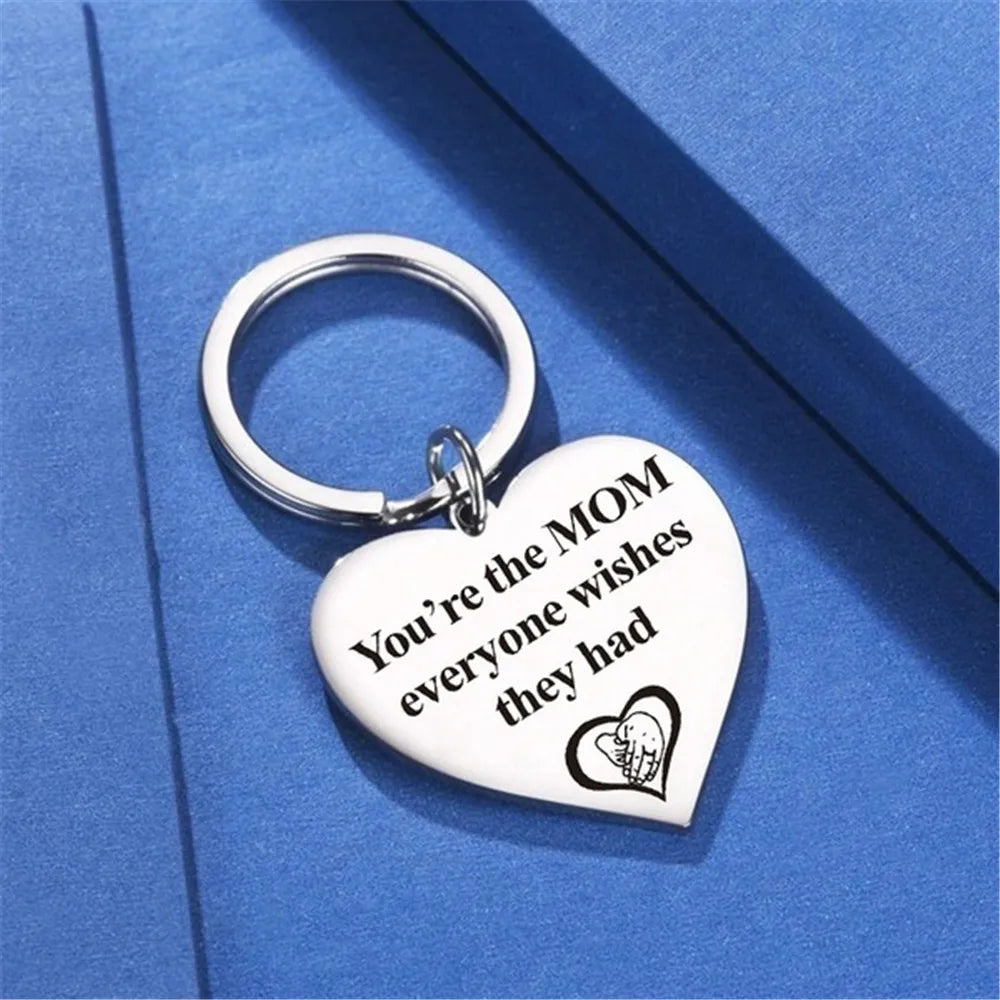 Stainless Steel Keychain with Heartfelt Message for Mom