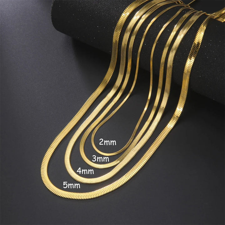 Stainless Steel Snake Chain Necklace for Women & Men in Gold & Silver