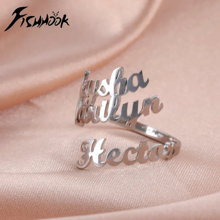 Custom Double Name Finger Ring For Women Men Personalized Rings