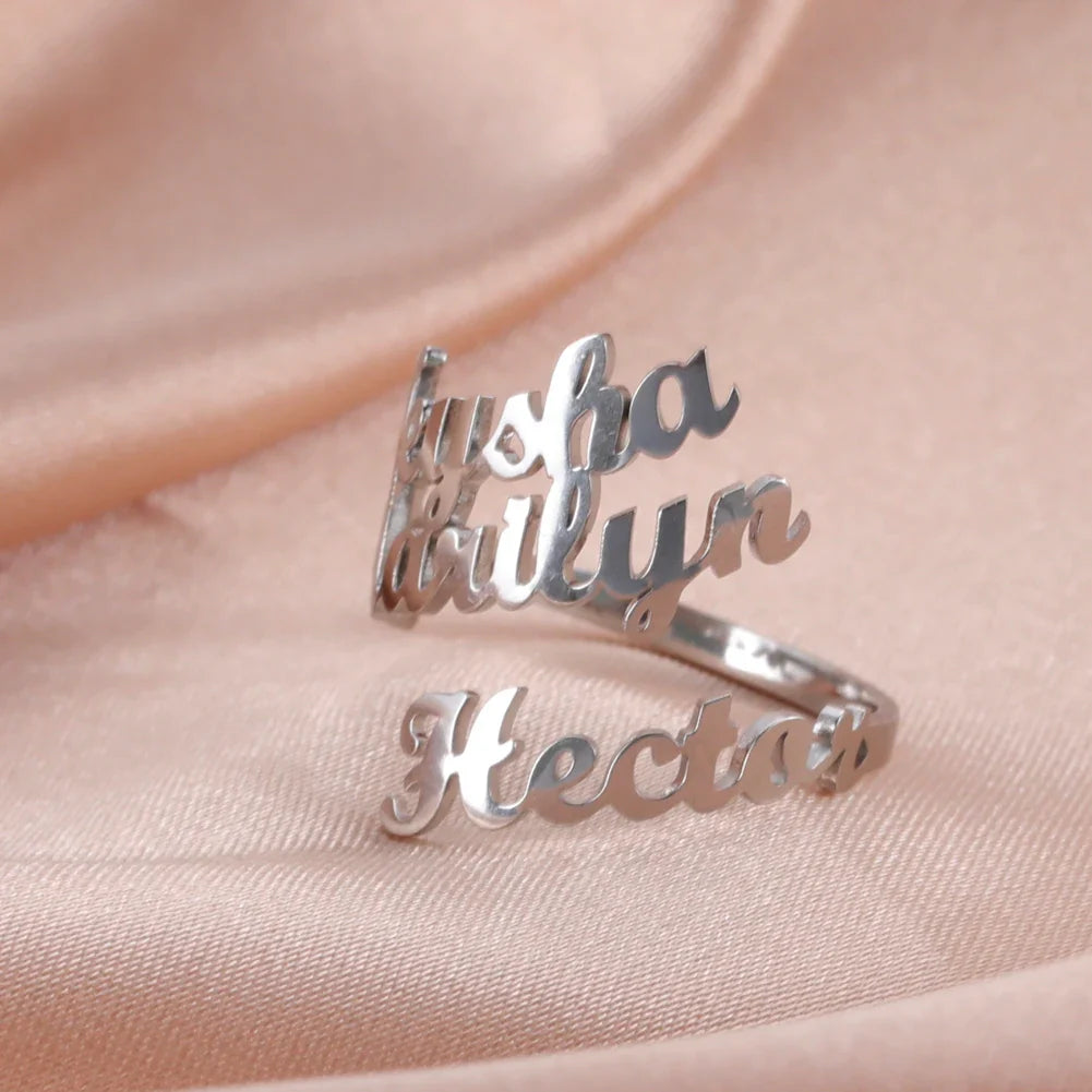 Custom Double Name Finger Ring For Women Men Personalized Rings