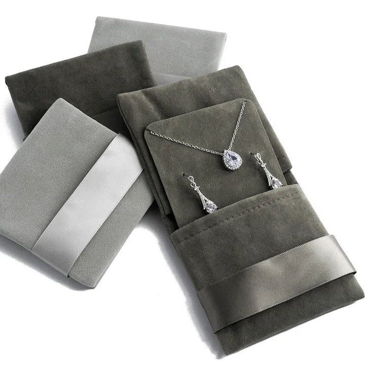 Exquisite Packaging Flannel Gift Bag for Necklace & Earrings Set