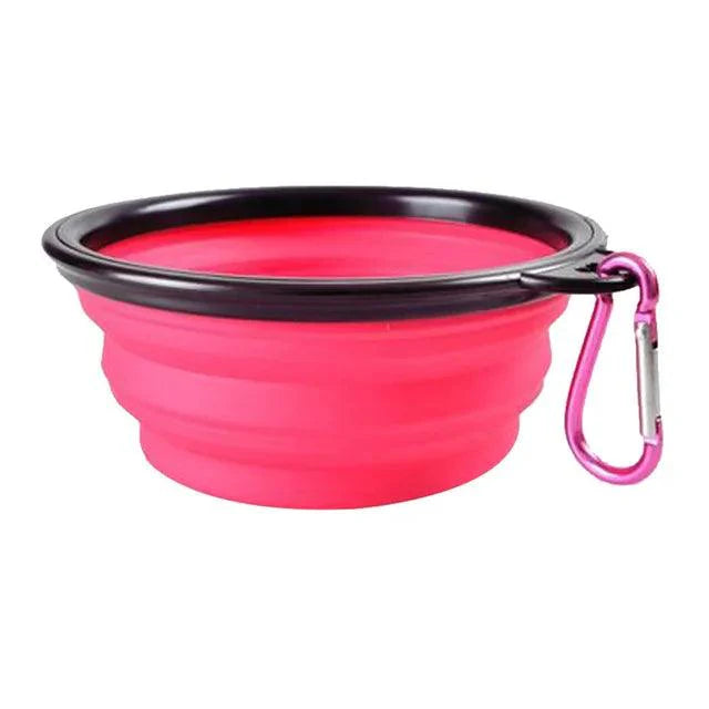 Collapsible Silicone Pet Bowl - Portable Travel Dish with Carabiner