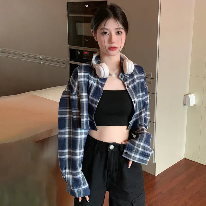 Women's Casual Plaid: Turn-down Collar Shirt Fashion Clothing