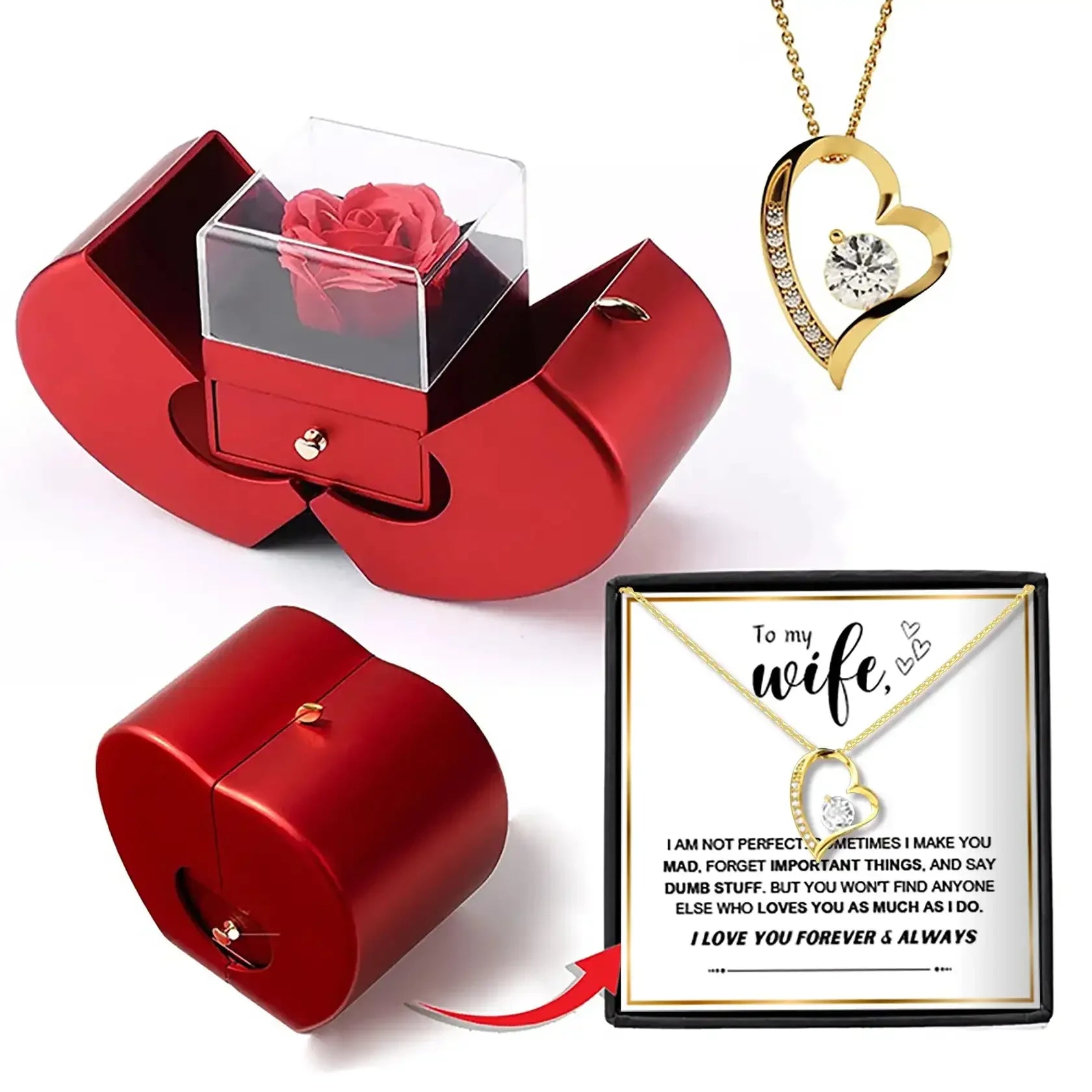 To My Wife Soulmate Stainless Steel Necklace Gifts Heart Pendant