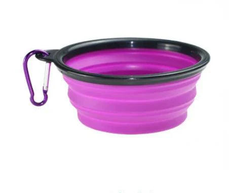 Collapsible Silicone Pet Bowl - Portable Travel Dish with Carabiner