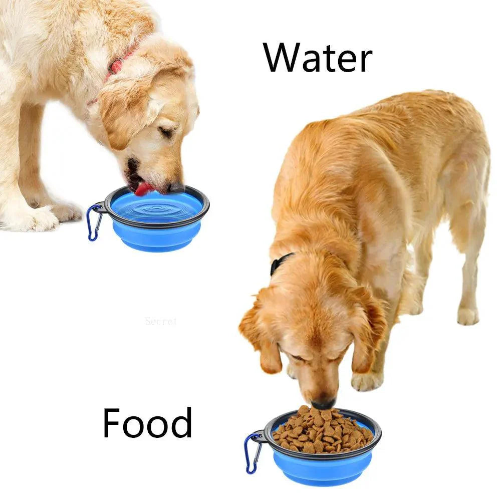 Collapsible Silicone Pet Bowl - Portable Travel Dish with Carabiner