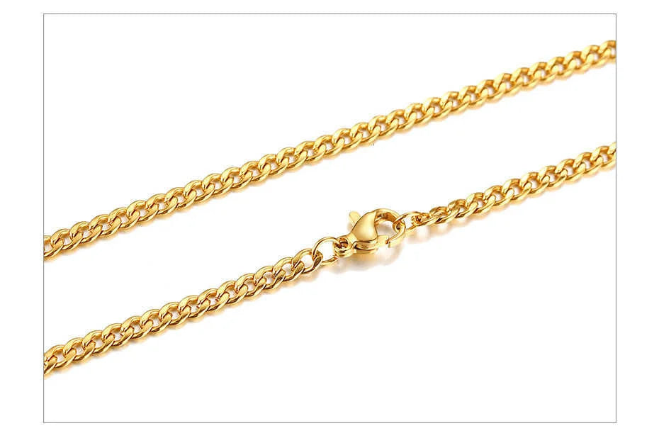 Cuban Link Chain Necklace in Stainless Steel, Black & Gold Color: Men & Women Jewelry