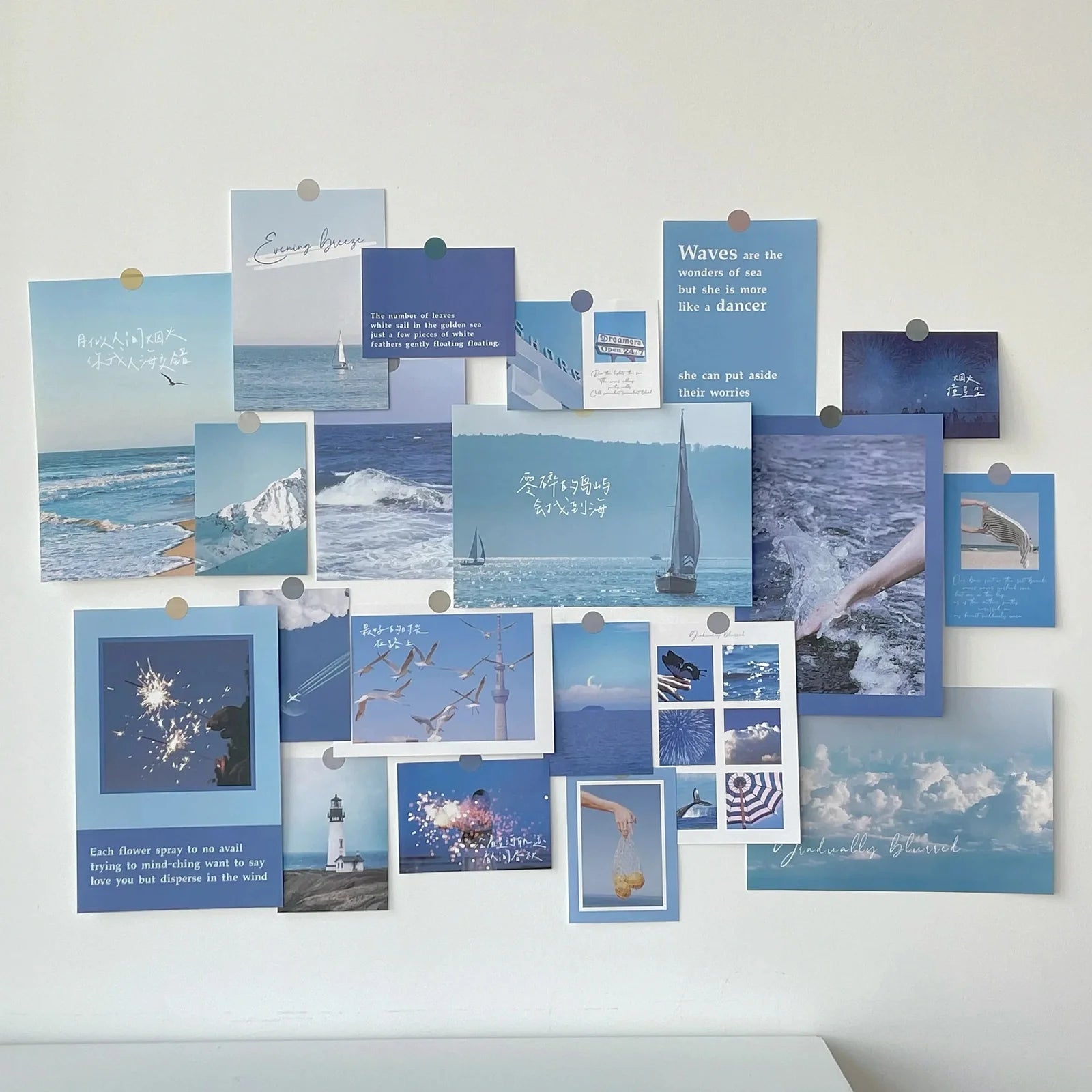Wall Collage : DIY Photo Card Stickers Decoration blue