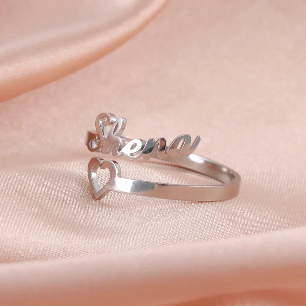 Custom Double Name Finger Ring For Women Men Personalized Rings