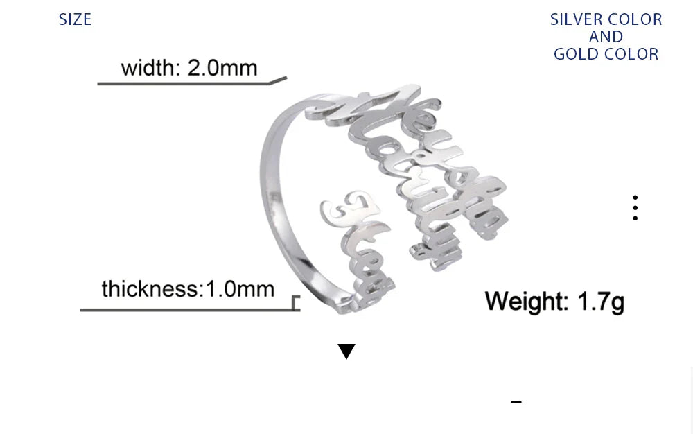 Custom Double Name Finger Ring For Women Men Personalized Rings