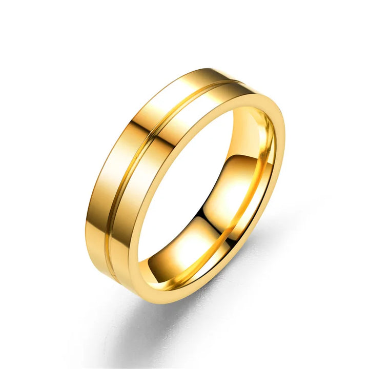 Fashion Wedding Bands Rings for Women Men Love Gift Gold-color Trendy