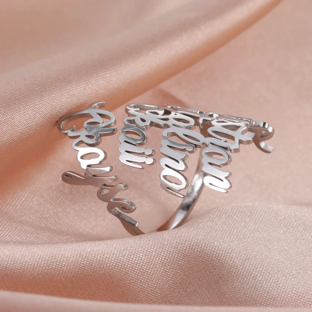 Custom Double Name Finger Ring For Women Men Personalized Rings