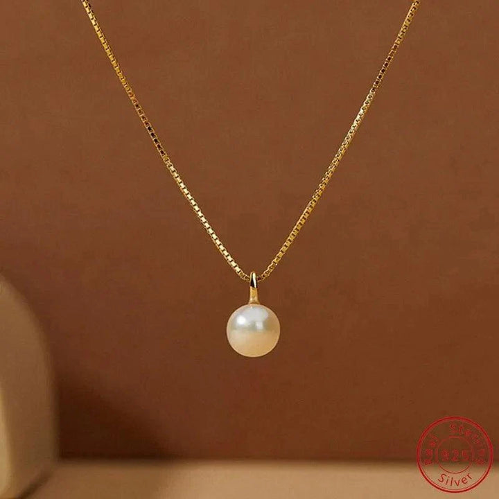 18K Gold Plated Sterling Silver Pearl Pendant Necklace - June Birthstone - Heart Crafted Gifts