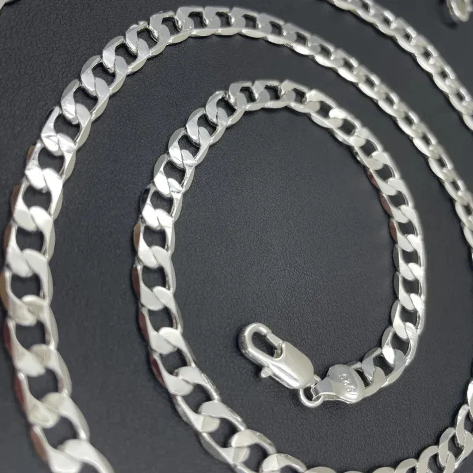 Link Chain Necklace in Sterling Silver: Men & Women Jewelry Gift