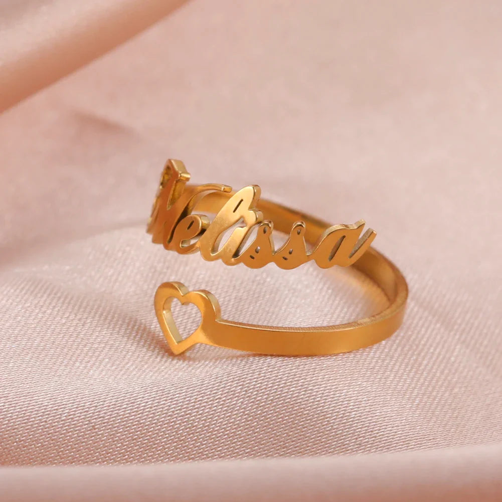 Custom Double Name Finger Ring For Women Men Personalized Rings