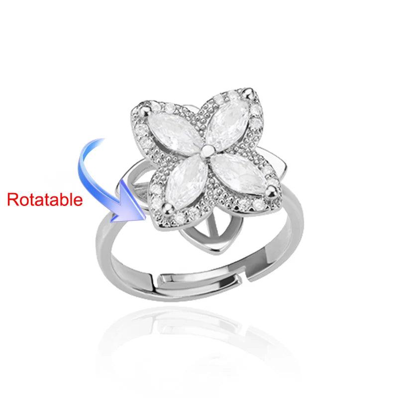 Rotating Clover Ring in Golden at Heart Crafted Gifts
