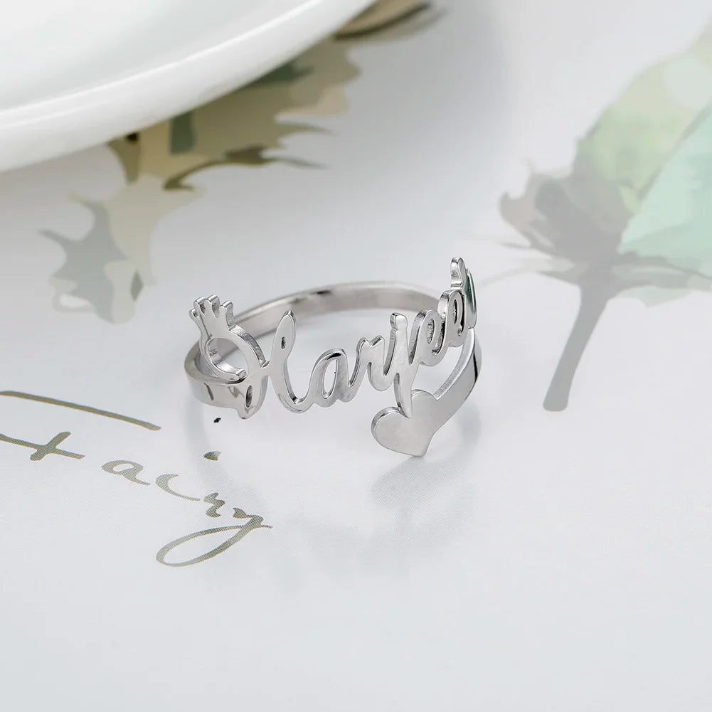 Custom Double Name Finger Ring For Women Men Personalized Rings