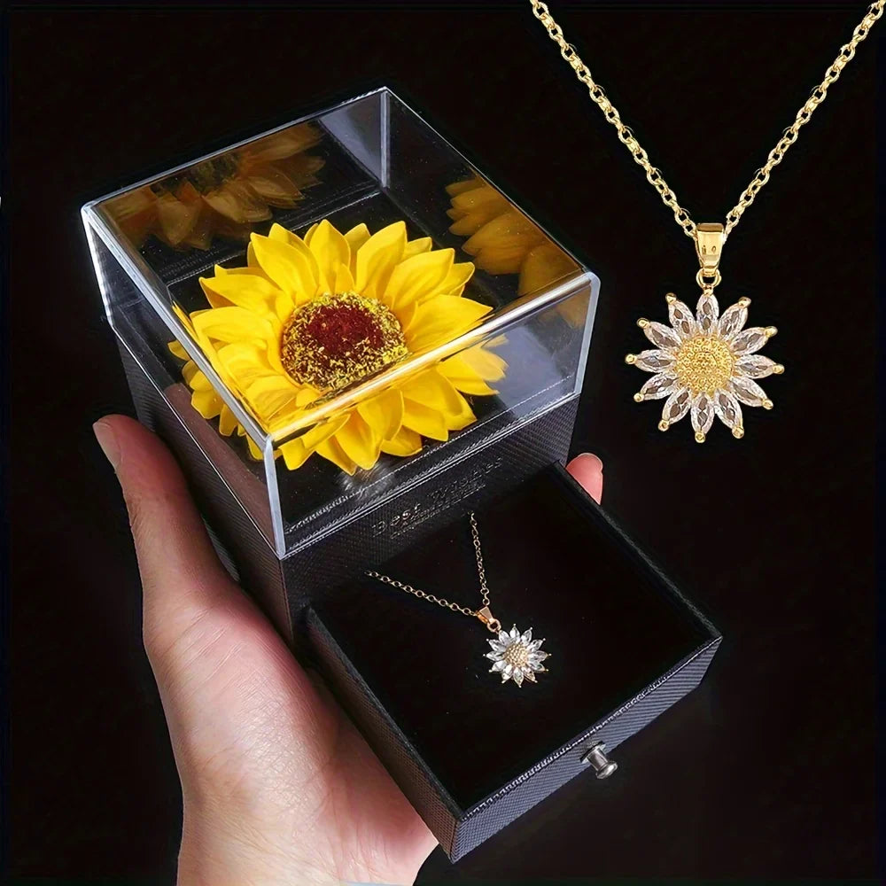 Sunflower Necklace in a beautiful gift box: Heart Crafted Gifts