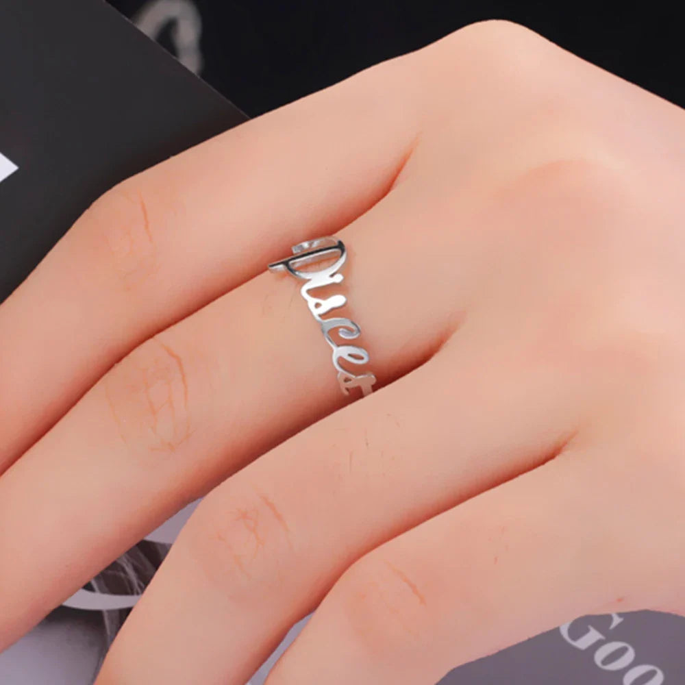 Custom Double Name Finger Ring For Women Men Personalized Rings