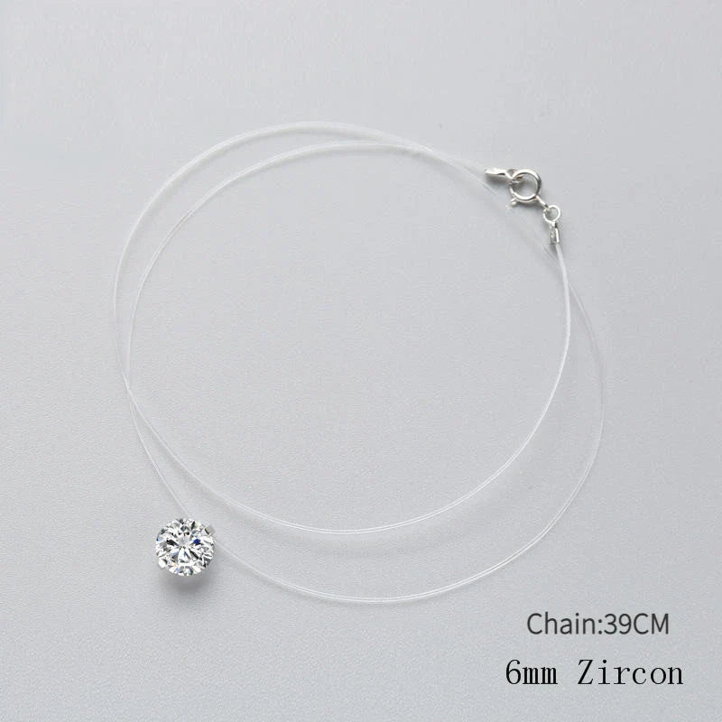 Zircon Round Pendant Choker Silver necklace