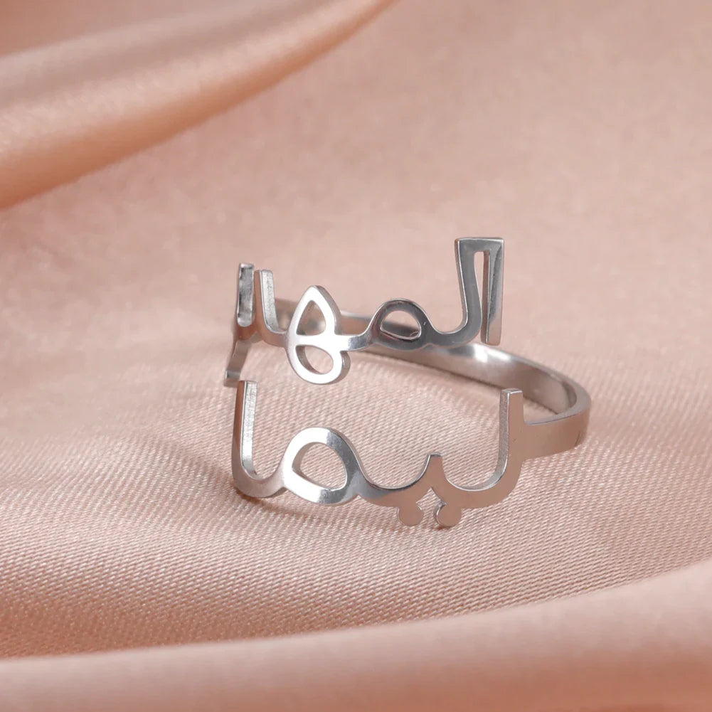Custom Double Name Finger Ring For Women Men Personalized Rings