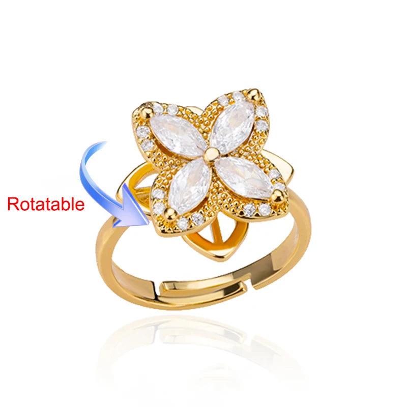Rotating Clover Ring in Golden at Heart Crafted Gifts