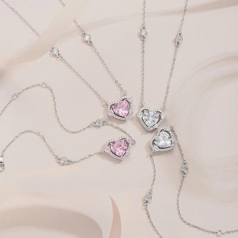 925 Sterling Silver Sparkling Heart Pendant Necklace