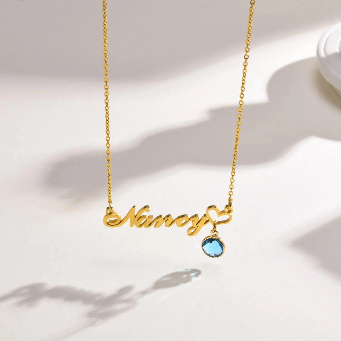 Personalized Women's Name Necklace Pendant with Birthstone