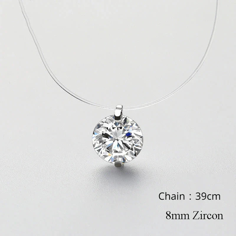 Zircon Round Pendant Choker Silver necklace