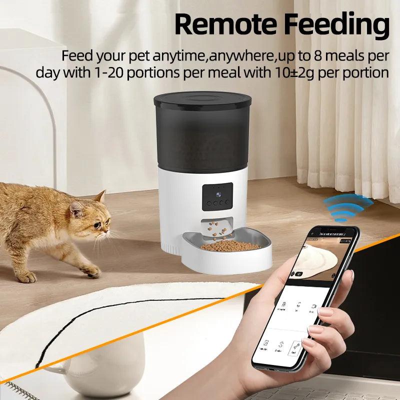 Automatic Cat Feeder with Camera: Food Dispenser, Voice Recorder with Remote - Heart Crafted Gifts