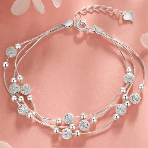 Sterling Silver 3 Layer Beads Bracelet