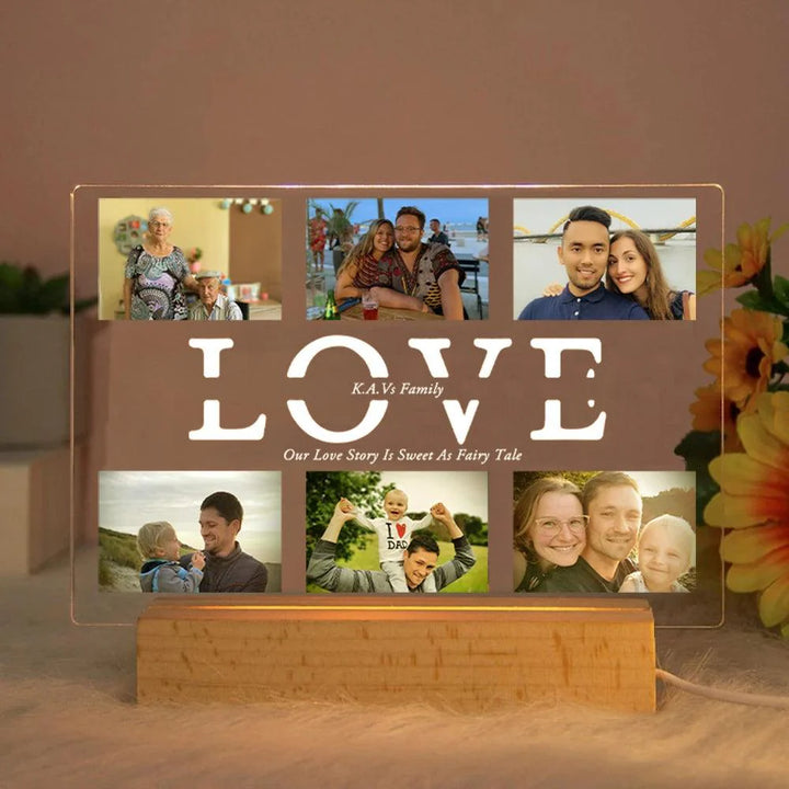 Custom Acrylic Lamp with Wooden Base: Personalized Photo & Text - Heart Crafted Gifts