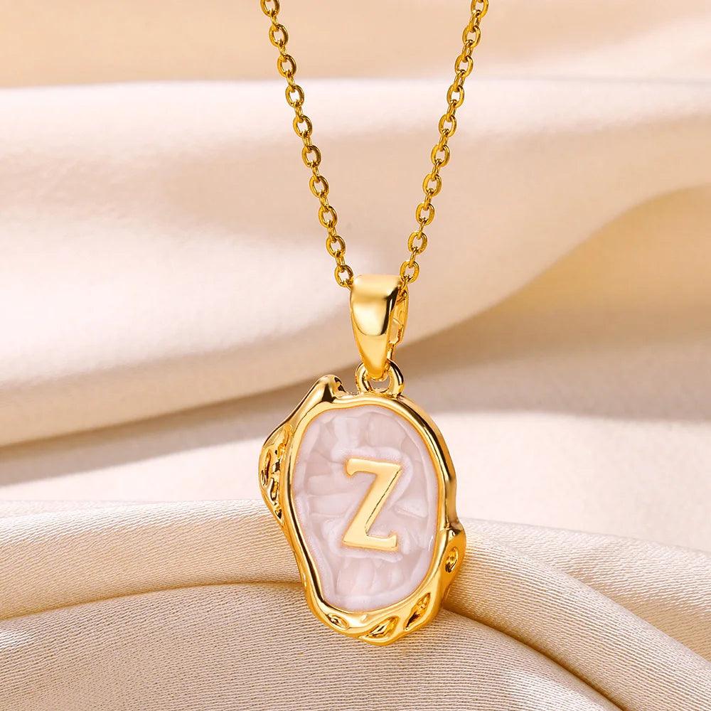 Drip Oil Initial Letter Z Pendant Necklace: Gold Plated Jewelry