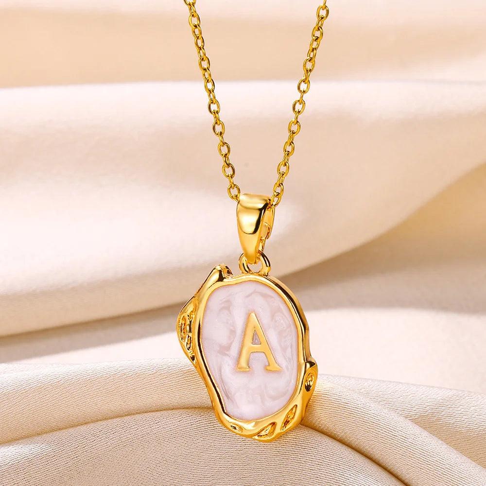 Drip Oil Initial Letter A Pendant Necklace: Gold Plated Jewelry